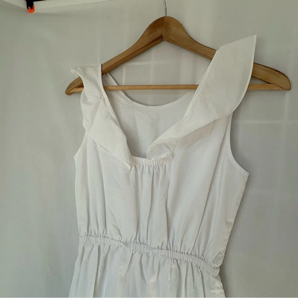 J. Crew Ruffle shoulder A line dress white size 0 100% cotton